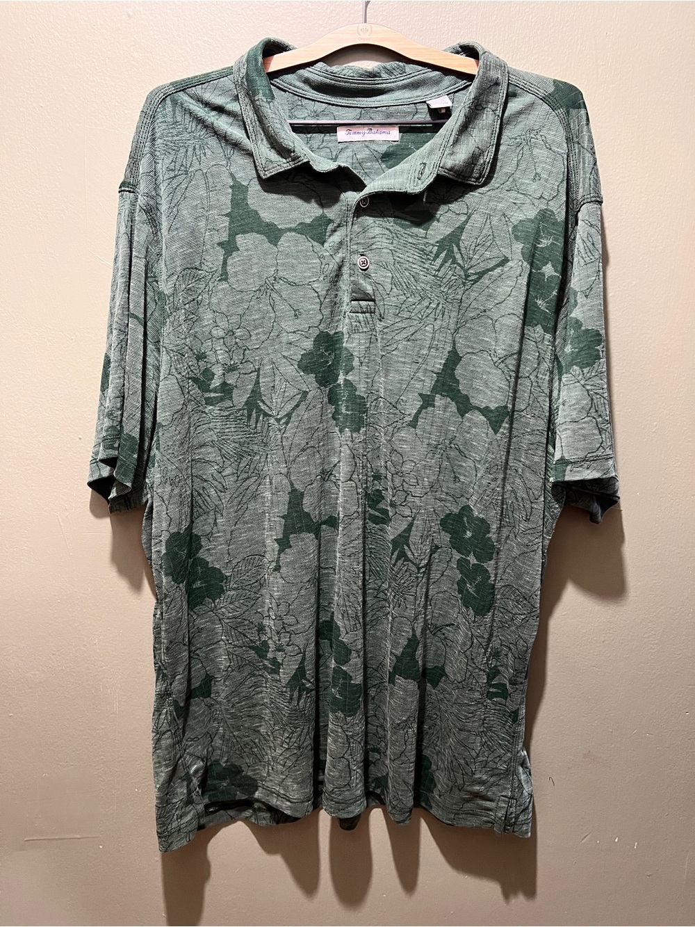 Tommy Bahama Miramar Blooms Polo Shirt Men 2XLB Green Floral